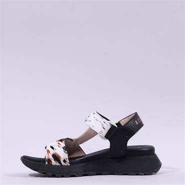 Hispanitas Ambar T-Bar Velcro Sandal - Cream Print